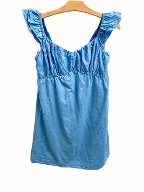 SIM & SAM Cerulean Blue Ruffled Sleeve Mini Dress